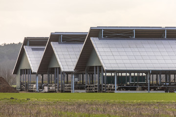 Obraz premium Three giant barns at factory farm