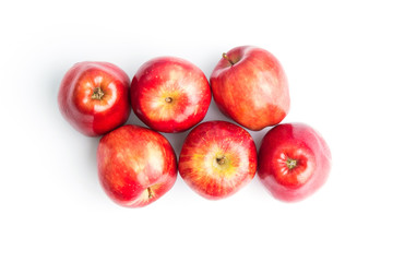 Fototapeta na wymiar red apples on white in top view