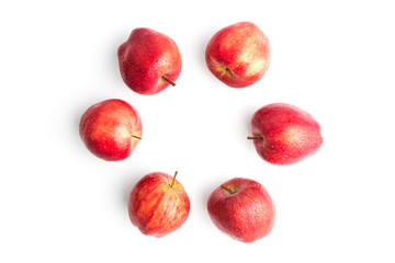 red apples on white in top view