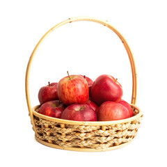 fresh apples in basket on white background