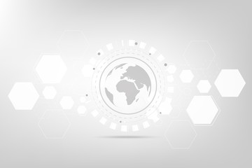 Obraz premium Global network connection with business concept and world map, vector illustrator