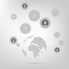 Global network connection with business concept and world map, vector illustrator