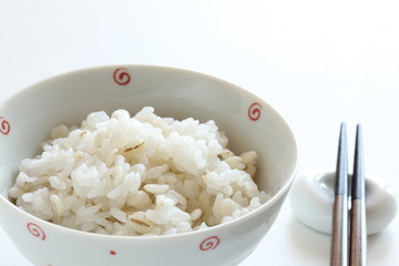 Japanese food, pressed barley and rice for healthy food imag
