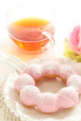 Homemade strawberry chocolate donut ring