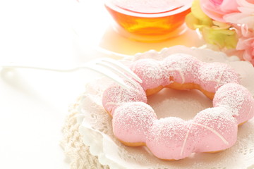 Homemade strawberry chocolate donut ring