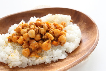 Chick pea and mince simmered spicy sauce
