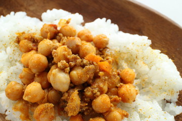 Chick pea and mince simmered spicy sauce