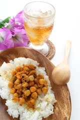 Chick pea and mince simmered spicy sauce