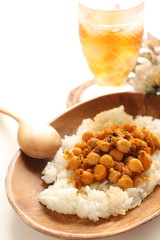 Chick pea and mince simmered spicy sauce