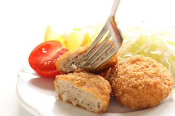 Mince meat ball croquette for Japanese style food