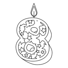 cute number eight candle with stars pattern vector illustration design