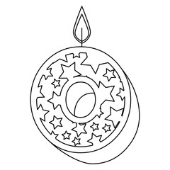 cute number zero candle with stars pattern vector illustration design