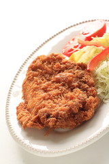 Japanese food, deep fried pork Tonkatsu and vegetable