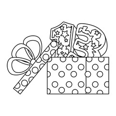 gift with thirteen number with stars pattern vector illustration design