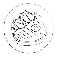 delicious beef steak with tomatoes vector illustration design