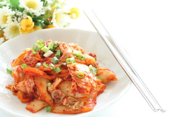 Korean food, kimchi and pork stir fried 