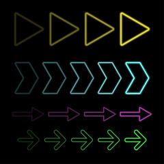 Neon lights with colorful arrows