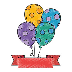 balloons helium floating with ribbon vector illustration design