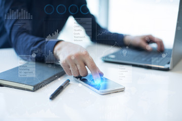 Business, internet and technology concept. Virtual screen background.