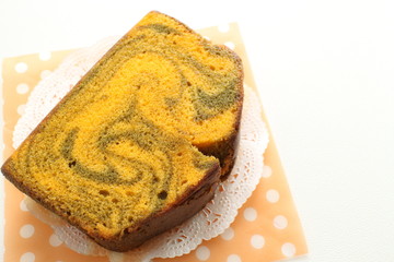 Homemade made pumpkin pound cake for autumn food image