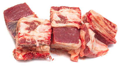 piece of raw meat on white background