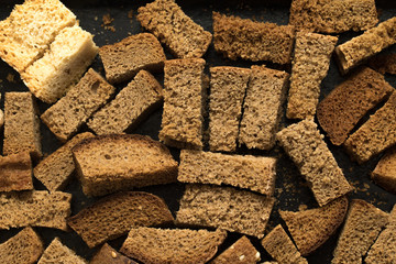 croutons pieces on white background