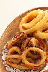 Homemade deep fried squid ring 