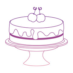 sweet and delicious cake with cherries vector illustration design