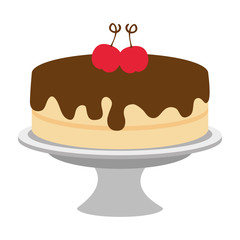sweet and delicious cake with cherries vector illustration design