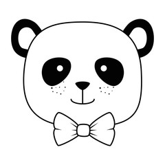 cute bear panda head character vector illustration design