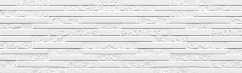 Panorama of Modern white stone wall pattern and background
