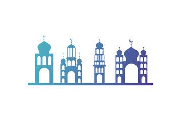 arabic castles buildings cityscape vector illustration design