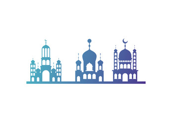 arabic castles buildings cityscape vector illustration design