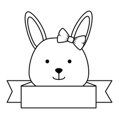 cute female rabbit head character icon vector illustration design