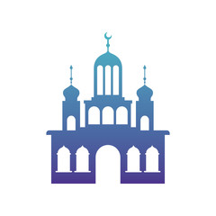 arabic castle tower with moon vector illustration design