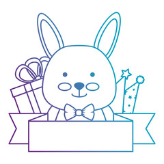 cute rabbit with gifts character icon vector illustration design