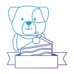 cute dog with cake portion character vector illustration design