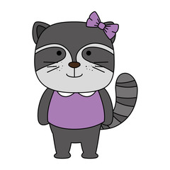 cute raccoon female character icon vector illustration design