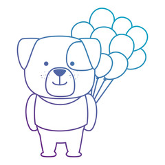 cute dog with balloons helium character vector illustration design