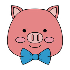 cute pig head character icon vector illustration design