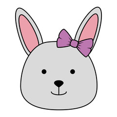 cute female rabbit head character icon vector illustration design