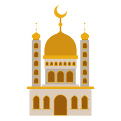 arabic castle tower with moon vector illustration design
