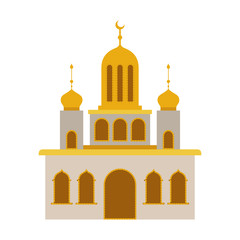 arabic castle tower with moon vector illustration design