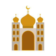 arabic castle tower with moon vector illustration design