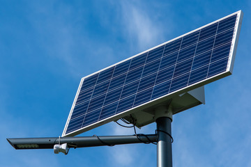 Solar panel on the sky background