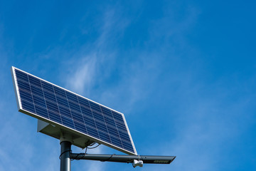 Solar panel on the sky background