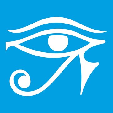 Eye of Horus Egypt Deity icon white isolated on blue background vector illustration