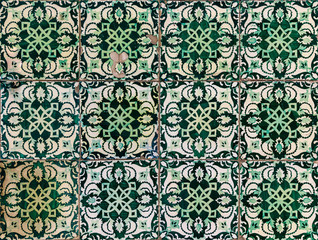Fototapeta premium Detail of old traditional ornate portuguese decorative azulejo tiles