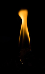 flame of fire torch on black background