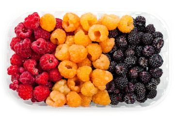 Raspberry yellow juicy bright on a white background